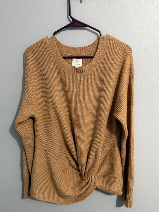 aerie Sweaters - Aerie Sweater Womens Large Offline Knotted Front Crewneck Camel Slouchy Shoulder